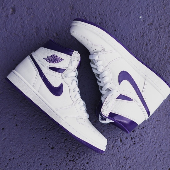 Air Jordan 1 Retro High Size 12 Kids Court Purple White - Picture 1 of 7